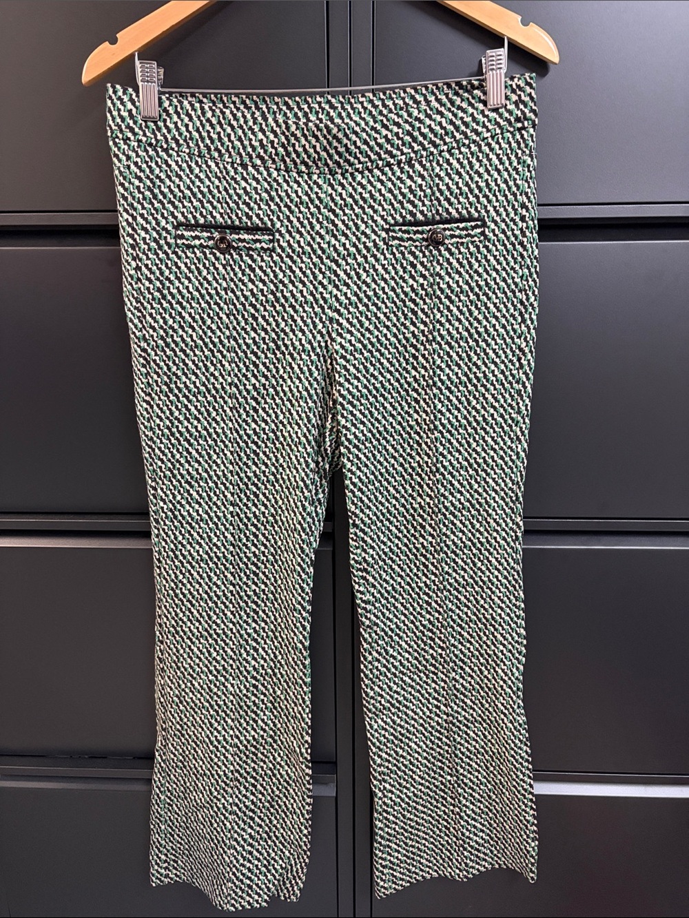Straight-Leg Patterned Women's Pants in Green